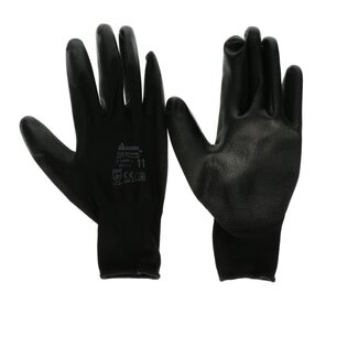 4A Fleuristerie Gants PU Taille (08) M | Couleur: Noir | Par 12 paires