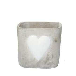 4A Keramieken Bloempot Plantenpot “Together” | Kleur: Grijs Wit | Diameter 14 centimeter | Hoogte 13 centimeter | Per 6 potten