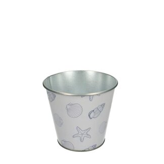 4A Zinken Blumentopf Eimer „Ocean“ | Farbe: Natürlich Weiß | Maritime Kollektion | Durchmesser 11 centimeter | Höhe 10 centimeter | Pro 12 Blumentöpfe