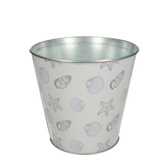4A Zink-Blumentopf Eimerchen “Ocean“ | Farbe: Natürliches Weiß | Durchmesser 16 centimeter | Höhe 15 centimeter | Pro 12 Blumentöpfe