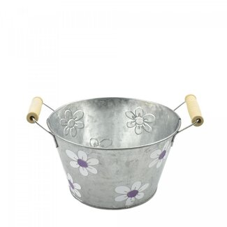 4A Zink Blumentopf Pflanzkasten “Betty” | Farbe: Weiß Lila | Durchmesser 17 centimeter | Höhe 10 centimeter | Pro 10 Blumentöpfe