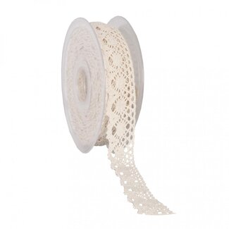 4A Lace Ribbon | Colour: Cream-coloured | Width 28 millimetre | Length 10 metre | Per roll
