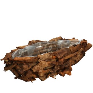 4A Holz-Pflanzgefäß Treibholz | Farbe: Dunkelbraun | Länge 42 centimeter | Breite 22 centimeter | Höhe 14 centimeter | Pro Pflanzgefäß