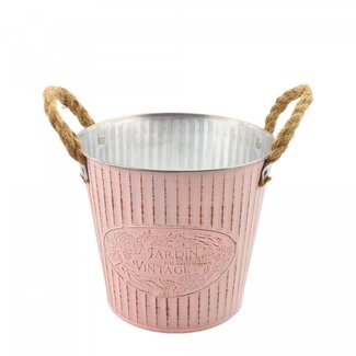 4A Zinken Emmertje Bloempot Plantenpot Beta “Jardin du Vintage” | Kleur: Roze | Diameter 18 centimeter | Hoogte 17 centimeter | Per 12 bloempotten