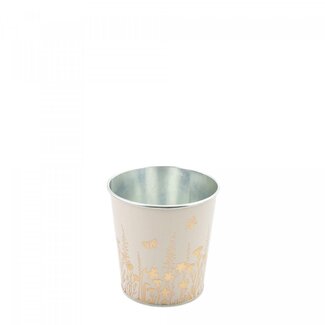4A Zinken Bloempot Plantenpot “Alossi” | Kleur: Beige | Diameter 10 centimeter | Hoogte 10 centimeter | Per 10 bloempotten