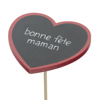4A Herzstecker “Bonne fête Maman” | Farbe: Rot | Länge 50 centimeter | Durchmesser 8 centimeter | Pro 25 Stecker