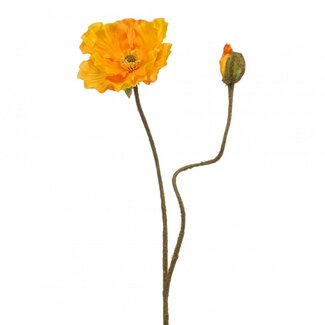 4A Papaver Kunstbloem | Kleur: Geel | Papaver Kunstbloemen | Lengte ± 74 centimeter | Per 6 kunstbloemen