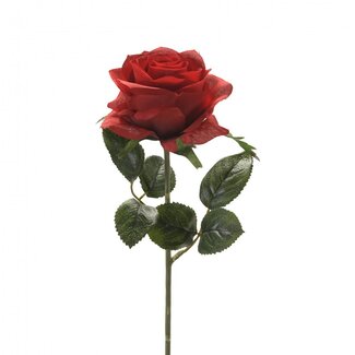 4A Roos Kunstbloem “Rosa”  | Kleur: Rood | Lengte ± 45 centimeter | Per 12 kunstrozen