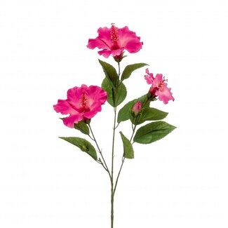 4A Hibiscus Kunstbloem | Kleur: Fuchsia | Altheastruik Kunstbloemen | Lengte ± 82 centimeter | Per 3 kunstbloemen