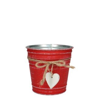 4A Zinken Bloempot Plantenpot Emmertje "Love" | Kleur: Rood | Diameter 13 centimeter | Hoogte 12 centimeter | Per 10 bloempotten