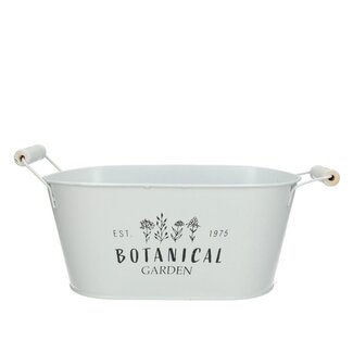 4A Bac en zinc Pot de fleurs Pot de plante “Botanical” | Kleur: Naturel Wit | Diamètre 24 centimeter | Largeur 14 centimeter | Hauteur 10.5 centimeter | Par 10 bacs