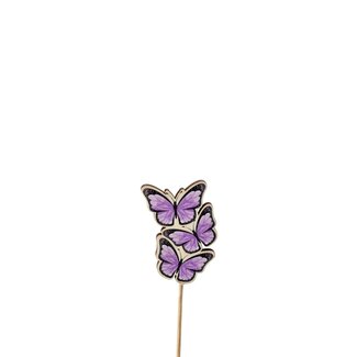 4A Wooden Butterfly Trio Support Stake | Colour: Lilac | Diameter 8 centimeter | Length ± 50 centimeter | Per 25 support stakes