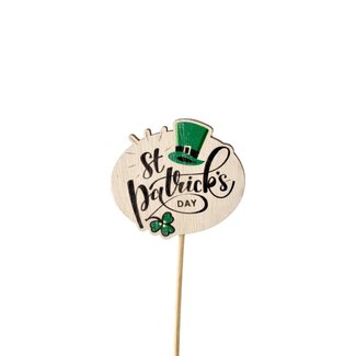 4A Holz-St. Patrick's Day-Stecker | Farbe: Hellgrün | Durchmesser 7 centimeter | Länge Stecker ± 50 centimeter | Pro 25 Stecker