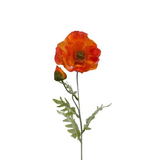 Arti Flora Papaver Somniferum Kunstbloem | Kleur: Oranje | Lengte ± 75 centimeter | Per kunstbloem