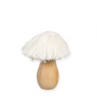 4A Naturell Weiße Pilzdekoration mit Baumwolle | Durchmesser 3 centimeter | Länge 11 centimeter | Pro 4 Pilze
