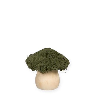 4A Décoration Champignon Vert avec Coton | Diamètre 3 centimeter | Longueur 7 centimeter | Par 4 champignons