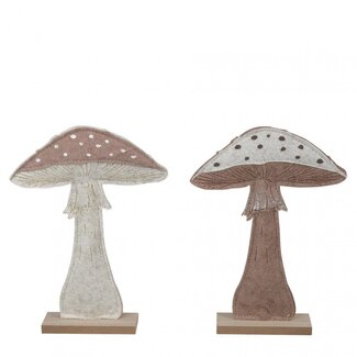 4A Beige Champignon Décoration Assortiment | Longueur 16 centimeter | Largeur 4 centimeter | Hauteur 21.5 centimeter | Par 6 champignons
