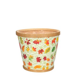 4A Gemengde Kleuren Houten Bloempot Herfstbladeren | Diameter 17 centimeter | Hoogte 15 centimeter | Per 10 potten