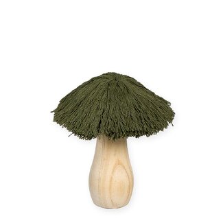 4A Groene Paddenstoel Decoratie met Katoen | Diameter 3 centimeter | Lengte 11 centimeter | Per 4 paddenstoelen