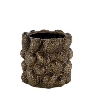 4A Brun foncé Céramique Pomme de pin Pot de fleur Pot de plante | Diamètre 16 centimeter | Hauteur 15 centimeter | Par 8 pots de fleurs
