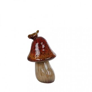 4A Roodbruine Paddenstoel Decoratie | Diameter 9 centimeter | Hoogte 16 centimeter | Per 12 paddenstoelen
