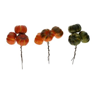 4A Pique citrouille orange et verte | Diamètre 4 centimeter | Par 12 piques