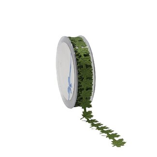 4A Lint met Herfstblad | Kleur: Groen | Breedte 20 millimeter | Lengte 14 meter | Per rol