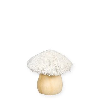 4A Naturel Witte Paddenstoel Decoratie met Katoen | Diameter 3 centimeter | Lengte 7 centimeter | Per 4 paddenstoelen