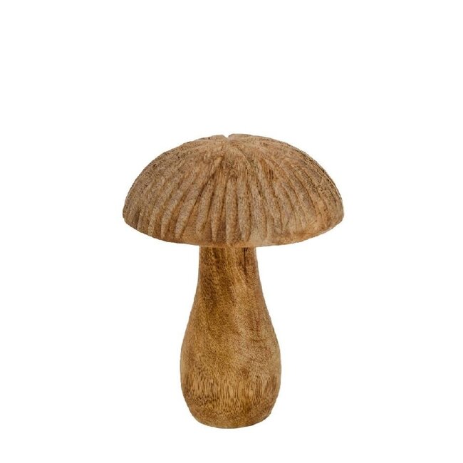 Bruine Houten Paddenstoel Decoratie | Diameter 11 centimeter | Hoogte 14 centimeter | Per 6 paddenstoelen