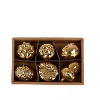 4A Goldfarbenes Dekorationsobst | Höhe 5.5 Zentimeter | Pro 6 Stück Obst