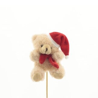 4A Brown Christmas Pick Bear “Lou” | Length 10 centimeter | Width 8 centimeter | Pick length ± 50 centimeter | Per 25 picks