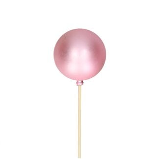 4A Light Pink Christmas Bauble Pick | Matte Christmas Bauble | Diameter Christmas Bauble 6 Centimetre | Length Pick ± 50 Centimetre | Per 25 Picks