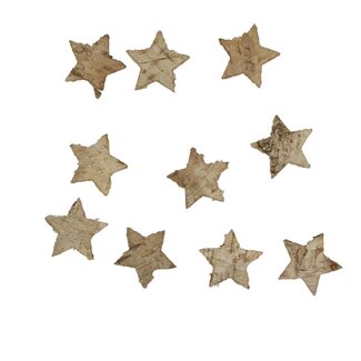 4A Berkenhouten Sterren Decoratie | Kleur: Lichtbruin | Diameter 4.5 centimeter | Inhoud 100 stuks | Per verpakking