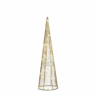 4A Kerstboomvorm LED Kegel | Kleur: Champagne | 20 Lampjes | Hoogte 50 centimeter | Kerst Decoratie | Per 6 LED kegels