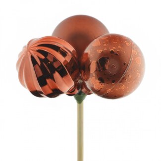 4A Kerstbal Bijsteker | Kleur: Koperkleurig | Trio Kerstballen Mix | Diameter kerstbal 4 centimeter | Lengte bijsteker ± 50 centimeter | Kerst Decoratie | Per 10 bijstekers