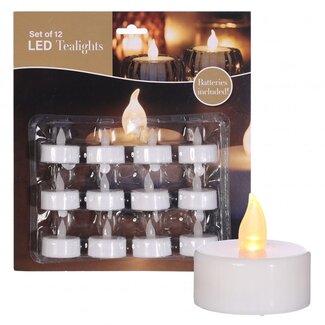 4A LED Theelichtjes | Kleur: Naturel Wit | Inhoud 12 stuks | Inclusief batterijen | Per doos