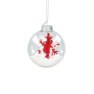 4A Bauble with Snowflake Decoration | Diameter bauble 80 millimeter | Per 6 pieces