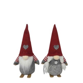 4A Rode Kerstmis Decoratie Gnoom | Diameter 9 centimeter | Hoogte 23 centimeter | Per 2 gnooms