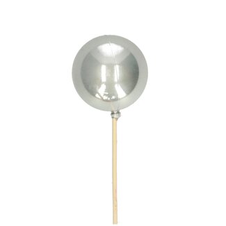 4A Kerstbal op stok | Kleur: Pearl Zilver | Diameter kerstbal 6 centimeter | Lengte bijsteker ± 50 centimeter | Kerst Decoratie | Per 25 bijstekers