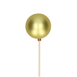 4A Kerstbal op stok | Kleur: Mat Goud | Diameter kerstbal 6 centimeter | Lengte bijsteker ± 50 centimeter | Kerst Decoratie | Per 25 bijstekers