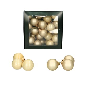 4A Champagne-coloured Christmas bauble pick | Matte and glossy balls | Diameter 40 millimeter | Per 36 Christmas baubles