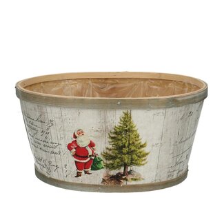 4A Gemengde Kleuren Houten Kerstbak “Santa” | Lengte 22 centimeter | Breedte 18 centimeter | Hoogte 11 centimeter | Per 10 bakken