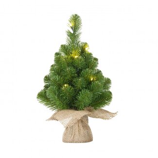 4A Kunst Kerstboom met LED-verlichting | Kleur: Groen | Diameter 20 centimeter | Hoogte 45 centimeter | Kerst Decoratie | Per 12 kerstbomen