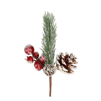 4A Mixed Colours Pinecone Pick Christmas Decoration | Length pick ± 10 centimeter | Length pinecone 10 centimeter | Per 25 picks