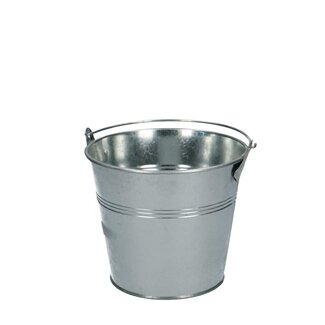 4A Silver-coloured Zinc Little Bucket Flowerpot Plant pot | Diameter 13 centimeter | Height 12 centimeter | Per 12 little buckets