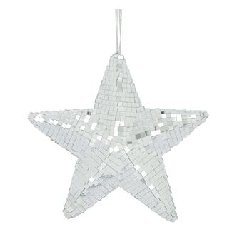 4A Foam Kersthanger Stervorm | Kleur: Zilverkleurig | Diameter ster 28 centimeter | Kerst Decoratie | Per 2 kersthangers