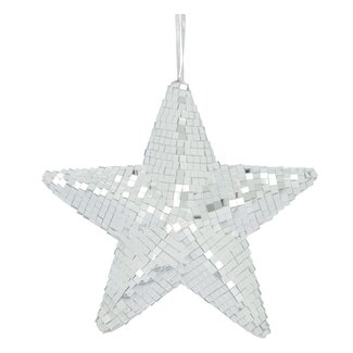 4A Silver-coloured Foam Christmas hanger Star-shaped | Diameter star 28 centimeter | Per 2 Christmas hangers