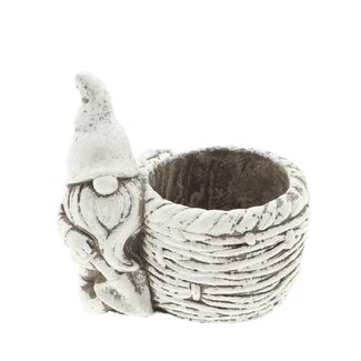 4A Grey Christmas Decoration Ceramic Gnome Plant Pot | Length 17 centimeter | Width 11.5 centimeter | Height 15.5 centimeter | Per 6 plant pots