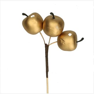 4A Kunst Kerstappel Bijsteker | Kleur: Goudkleurig | Diameter appel 4 centimeter | Lengte bijsteker ± 50 centimeter | Per 25 bijstekers