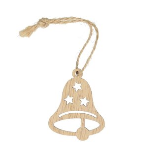 4A Light brown Bell Christmas Hanger | Diameter bel 5 centimeter | Breedte 4 centimeter | Inhoud 24 kersthangers | Per doos
